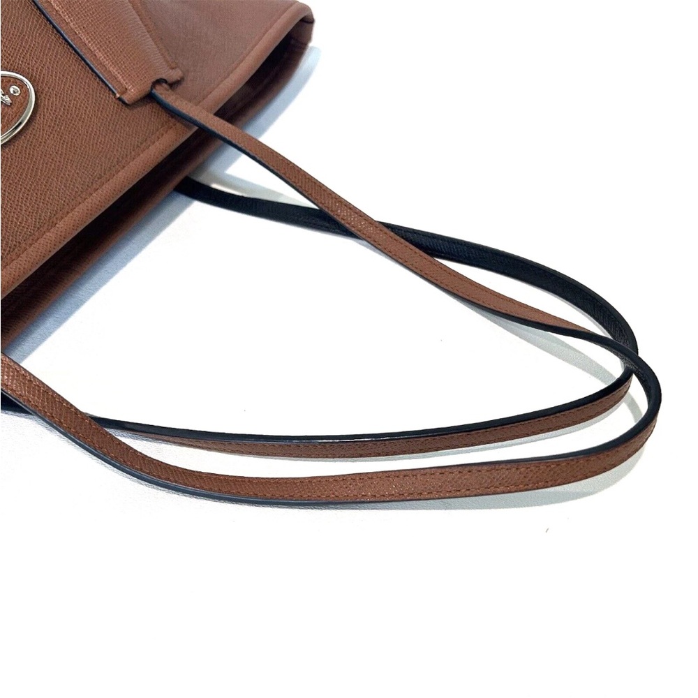 Coach Brown Leather Structured Tote Full Zip Shoulder Bag Everyday - Picture 6 of 15